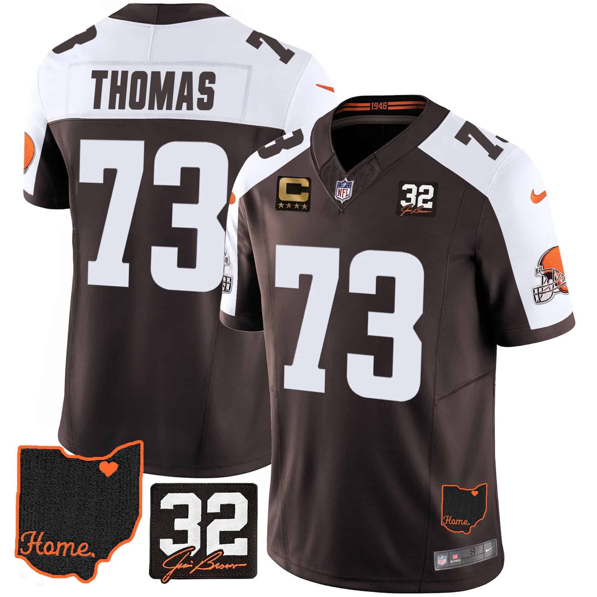 Men Cleveland Browns #73 Thomas Brown Memorial Home Patch 2024 Nike NFL Jersey->indianapolis colts->NFL Jersey